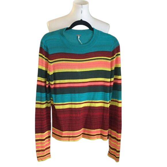 Free People Colorful Striped Sweater, Size Medium - Picture 2 of 6